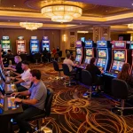 Players enjoying vibrant slot machines at DA88, showcasing an exciting casino environment and playful atmosphere.