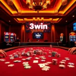 Experience the excitement of the 3win game at a luxurious casino table with vibrant poker chips.