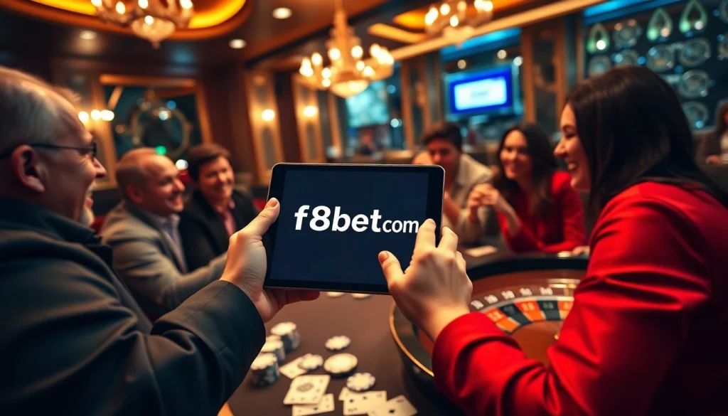 Engaging gambling scene from https://f8betb1.com/ showcasing players enjoying a lively poker game.