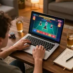 Engage in online gaming at https://98win8.co.com/ with a cozy setup featuring live dealer games and strategy notes.