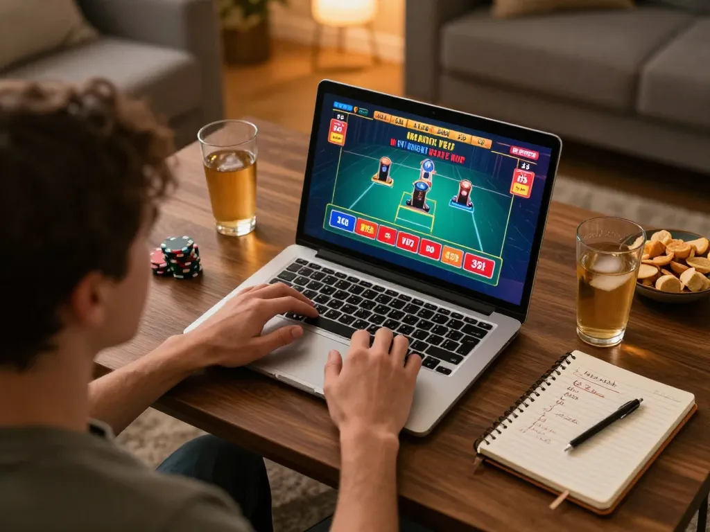 Engage in online gaming at https://98win8.co.com/ with a cozy setup featuring live dealer games and strategy notes.