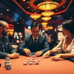 Players bet with CM88 branded chips at an elegant casino poker table.