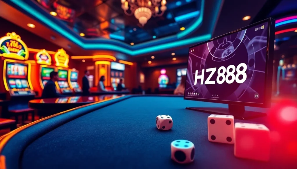 Experience the thrill of gambling with nhà cái HZ88 at a lively online casino table.