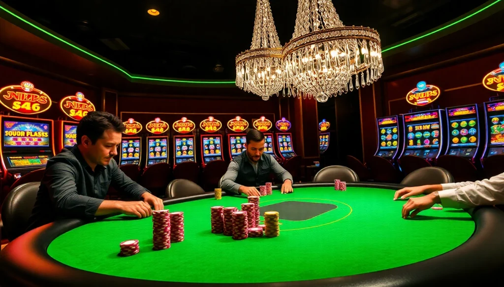 Experience the excitement of gambling with Okwintv while playing poker at a luxurious casino.