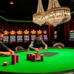 Experience the excitement of gambling with Okwintv while playing poker at a luxurious casino.