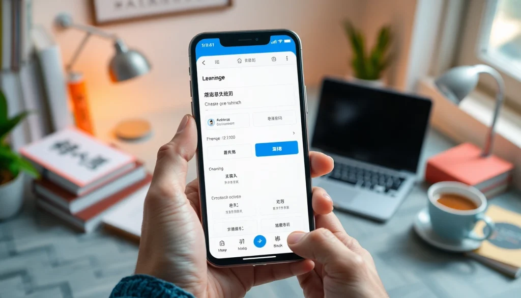 Interactive language learning app interface showcasing 有道 translation features in a cozy study setting.
