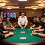 Players experience engaging poker action at VB88 casino, showcasing excitement and strategy.