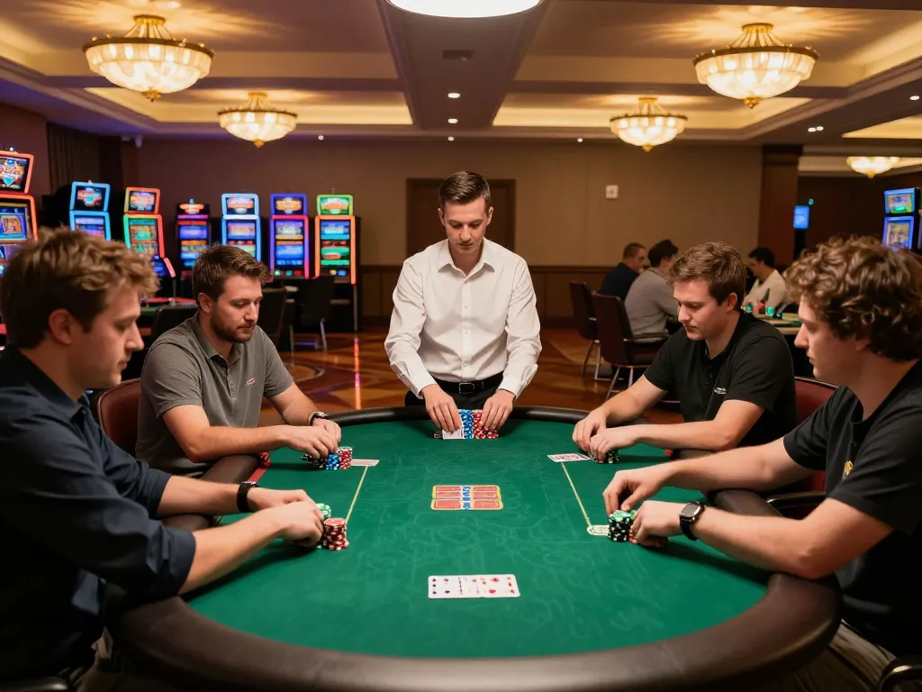 Players experience engaging poker action at VB88 casino, showcasing excitement and strategy.
