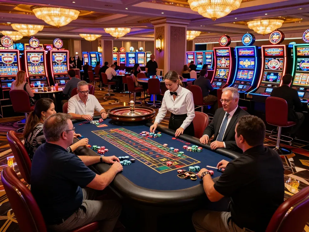 Nohu players enjoying intense roulette action at a vibrant Las Vegas casino with colorful chips.