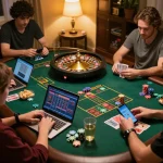 Players strategizing their bets at MI88 online casino, capturing the excitement of live gaming.