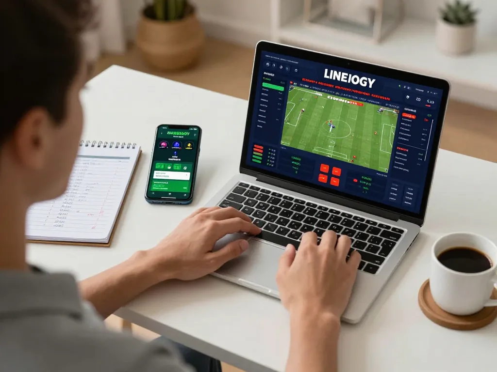 Person engaging with cm88 online sports betting platform using laptop and smartphone for strategic gameplay.
