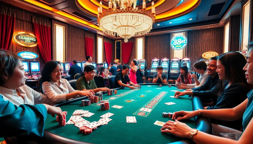 High-stakes poker action at trang chủ 89bet with vibrant chips and excited gamblers.