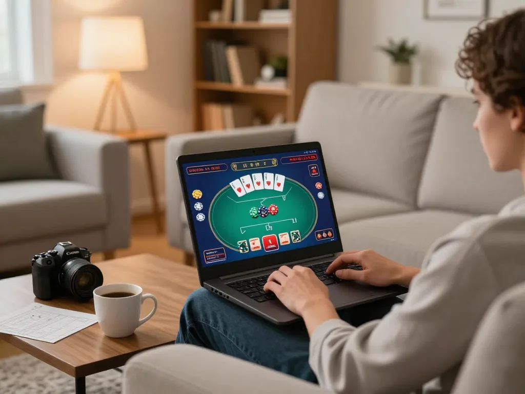 Engaged player enjoying online gaming experience on trang chủ bl555 with vibrant poker interface and cozy atmosphere