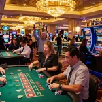 Experience the excitement at vin88sa casino with players engaged in thrilling games and vibrant atmosphere.