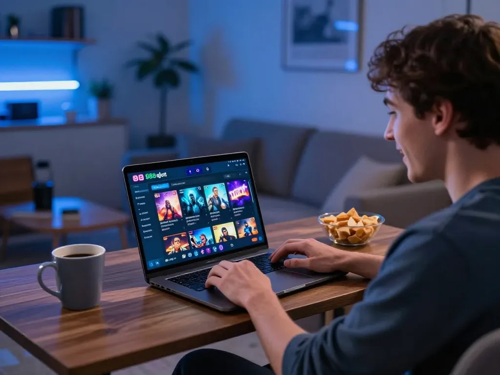 Player enjoying the 888slot gaming experience online, engaging with vibrant graphics and enriching gameplay.
