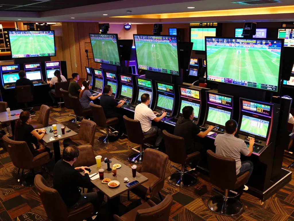 Engaged bettors exploring kèo nhà cái options in a lively sports betting lounge.