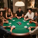 Capture of friends enjoying poker at home during a game night, showcasing 78win strategies in action.