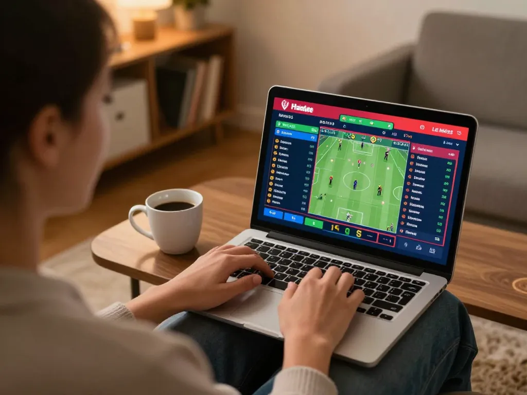 Uk88 user actively placing sports bets online in a cozy home environment, showcasing strategic engagement.