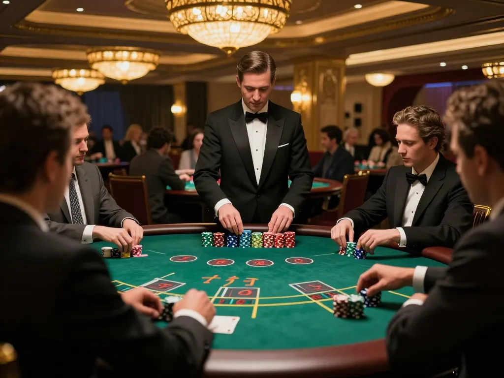 Players engaged at a co88i blackjack table, showcasing intense gameplay and casino ambiance.