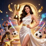 Bet on thrilling victories with KJC onl's vibrant casino scene featuring a confident champion.