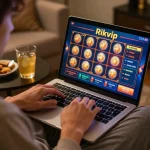 Player engaging in exciting gameplay at rikvip online casino, highlighting strategic betting options in a cozy home setting.