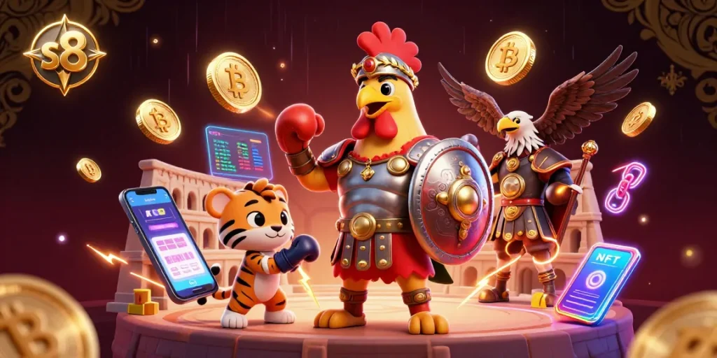 S8 presents a thrilling live casino experience with vibrant characters and crypto elements