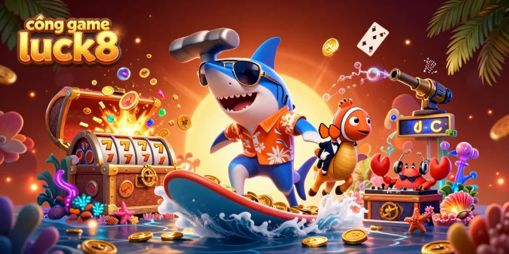 Engage with cổng game luck8 by diving into an exciting underwater casino adventure filled with vibrant games and characters