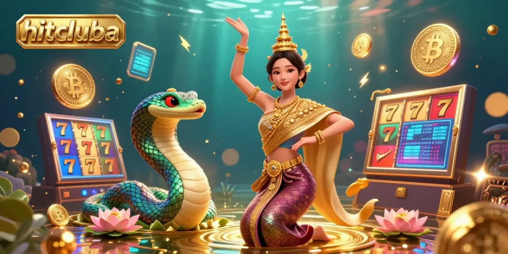 Join the excitement at hitcluba with vibrant slot games and rich jackpot rewards in a stunning 3D casino illustration.