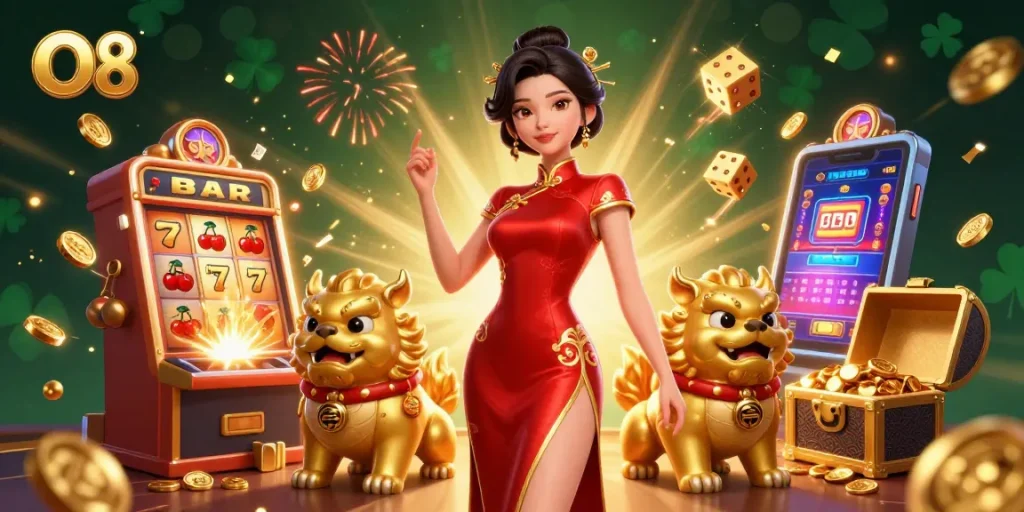 Win big with O8 at the vibrant online casino, filled with joyful energy and gaming excitement.