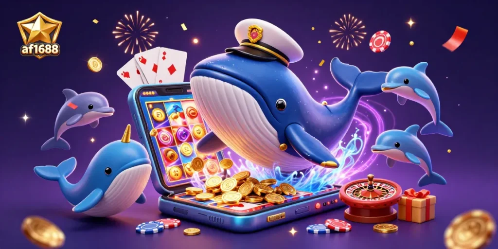 Experience the thrill of slots and jackpots at af1688 with an exciting 3D ocean-themed casino illustration.