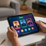Player engaging with the 9bet app, showcasing vibrant online gambling experience.