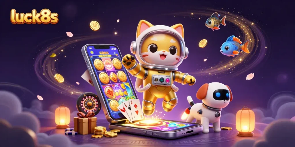 Experience thrilling gaming with luck8s, featuring 3D characters and exciting casino elements.