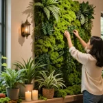 Levendige binnenruimte met kunstmatige heggen van https://leafely.nl/, die een gezellige sfeer vol groen laat zien.