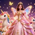 Experience excitement with go8's vibrant slots and lottery elements in a magical 3D casino scene.