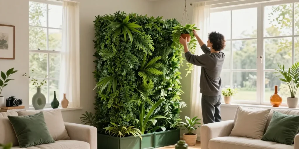 Kunsthekken van https://leafely.nl/ die de binnenruimte transformeren met levendige groenvoorzieningen en stijlvolle decoratie.