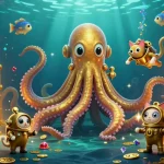 Engage with exciting gameplay at 8kbetvn featuring a kraken, diving cat, and underwater treasures.