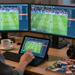 Engage with live sports betting on go99com through touchscreen device in a cozy home setting.