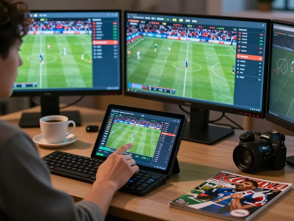 Engage with live sports betting on go99com through touchscreen device in a cozy home setting.