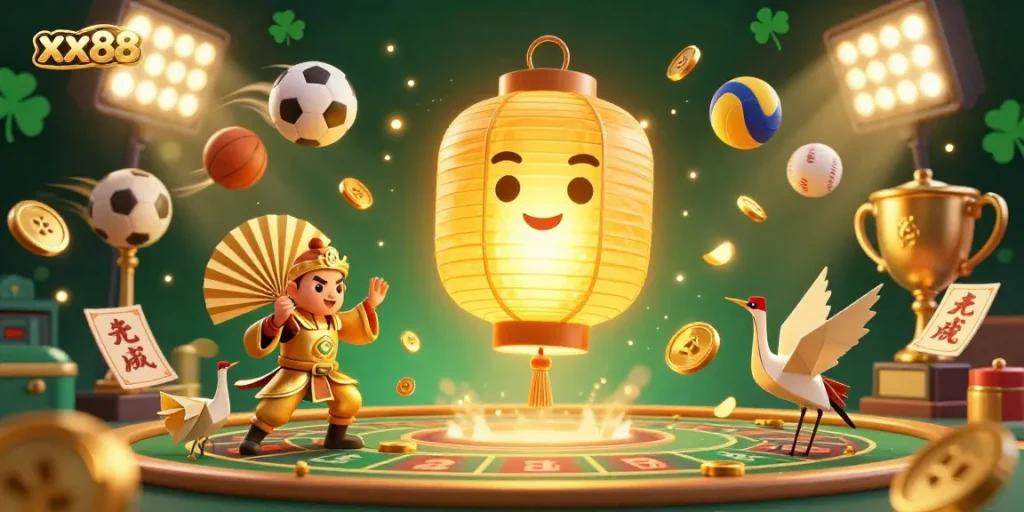 Engage with xx88, a dynamic online casino scene featuring vibrant characters and immersive elements.