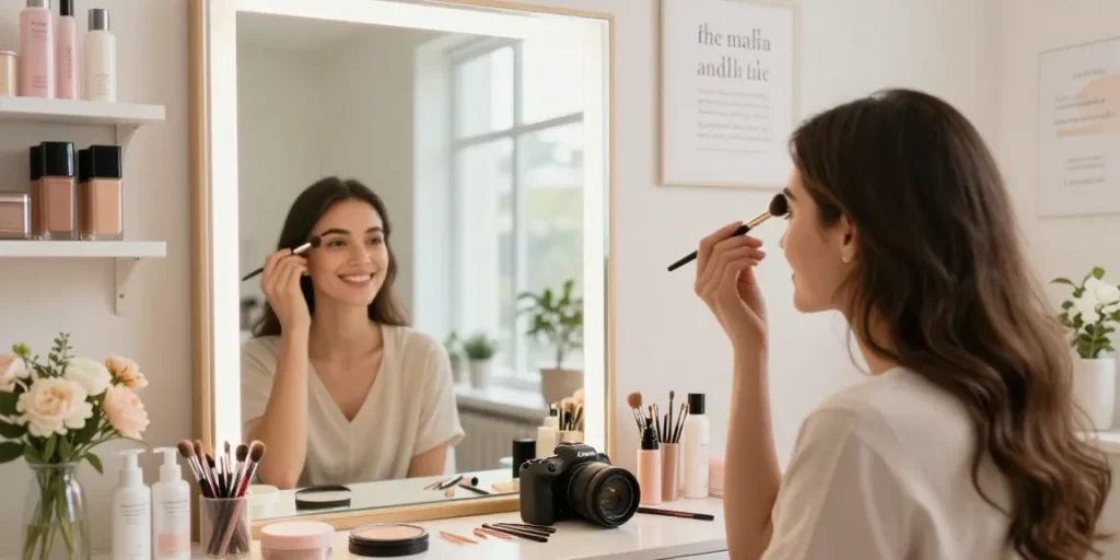 Poederwimpers aanbrengen voor een prachtige afwerking in een lichte salon.