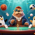 Experience the excitement of 28bet's underwater poker game with a jolly walrus, sophisticated penguin dealer, and bluffing pufferfish.