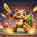 hm88 gaming arena featuring a mech-suit panda in a vibrant, action-packed scene with golden elements