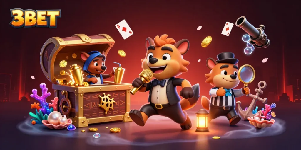 Experience thrilling moments at 3BET casino with hyenas performing comedy and bartending.