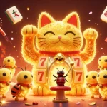 Experience thrilling gaming with 555win's captivating 3D illustration showcasing a lucky cat and casino symbols.
