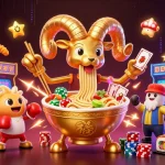 Engage with SIN88 in an exciting 3D casino scene with vibrant game elements and unique characters.