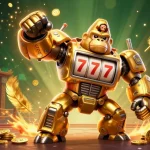 Experience thrilling gameplay with Sunwin Official's vibrant 3D illustration showcasing a golden gorilla mech.