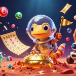 S8COM showcases a vibrant 3D casino scene with a Martian gecko and dynamic gambling elements.