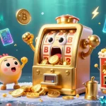 S8COM slot machine hits a jackpot while cheering smaller machines celebrate, illustrating gold coin rewards.