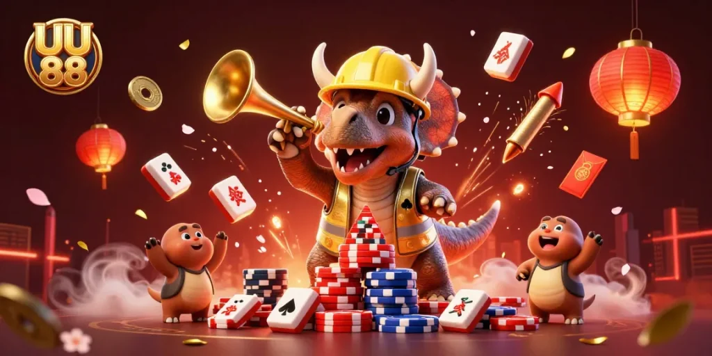 Engage with UU 88 and win big in this vibrant casino celebration featuring exciting game elements.