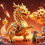 Miso88 dragon breathing golden gears while creating exciting casino energy with dynamic game elements.